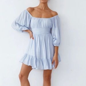 NWT Esther & Co Babydoll Blue Balloon Sleeve Mini Dress Blogger Favorite Size 10